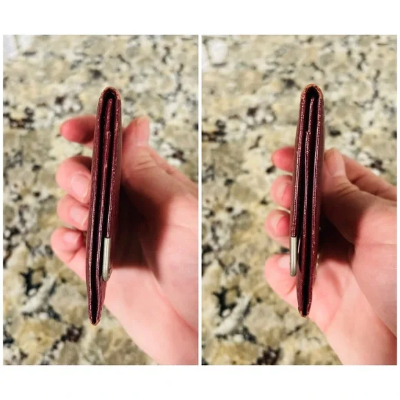 CARTIER Oxblood Red Leather Logo Small Wallet 💯 AUTHENTIC - Picture 11 of 13